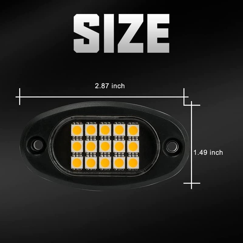 Winunite 8 Pods Quick Connect White Rock Lights, 4M Extension Wires Each Light, 15 SMD Chips, High Adhesive Stickers, 6000K Pure White, IP67 Waterproof, Compatible with Trucks Trailer SUV ATV UTV - Image 5